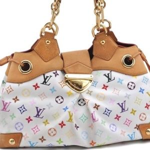 Authentic LOUIS VUITTON Monogram Multicolor Ursula Hand Bag White